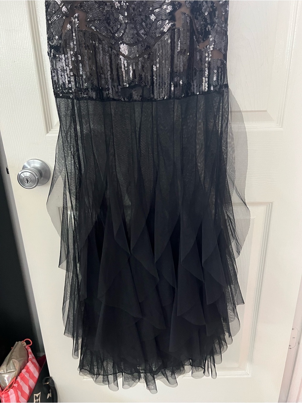 BCBGMaxAzria Black Sequined Sheer Maxi Dress - Picture 6 of 9